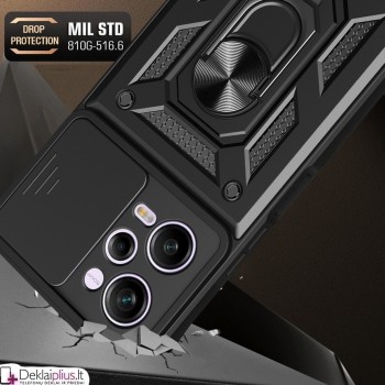 5in1 smūgiams atsparus dėklas su žiedu ir kameros apsauga (Xiaomi Poco X5 Pro 5G/Redmi Note 12 Pro 5G)